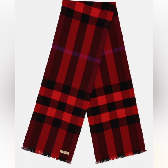 Burberry women’s fringed plaid, Cech wool, cashmere scarf, new with tags - Picture 1 of 6